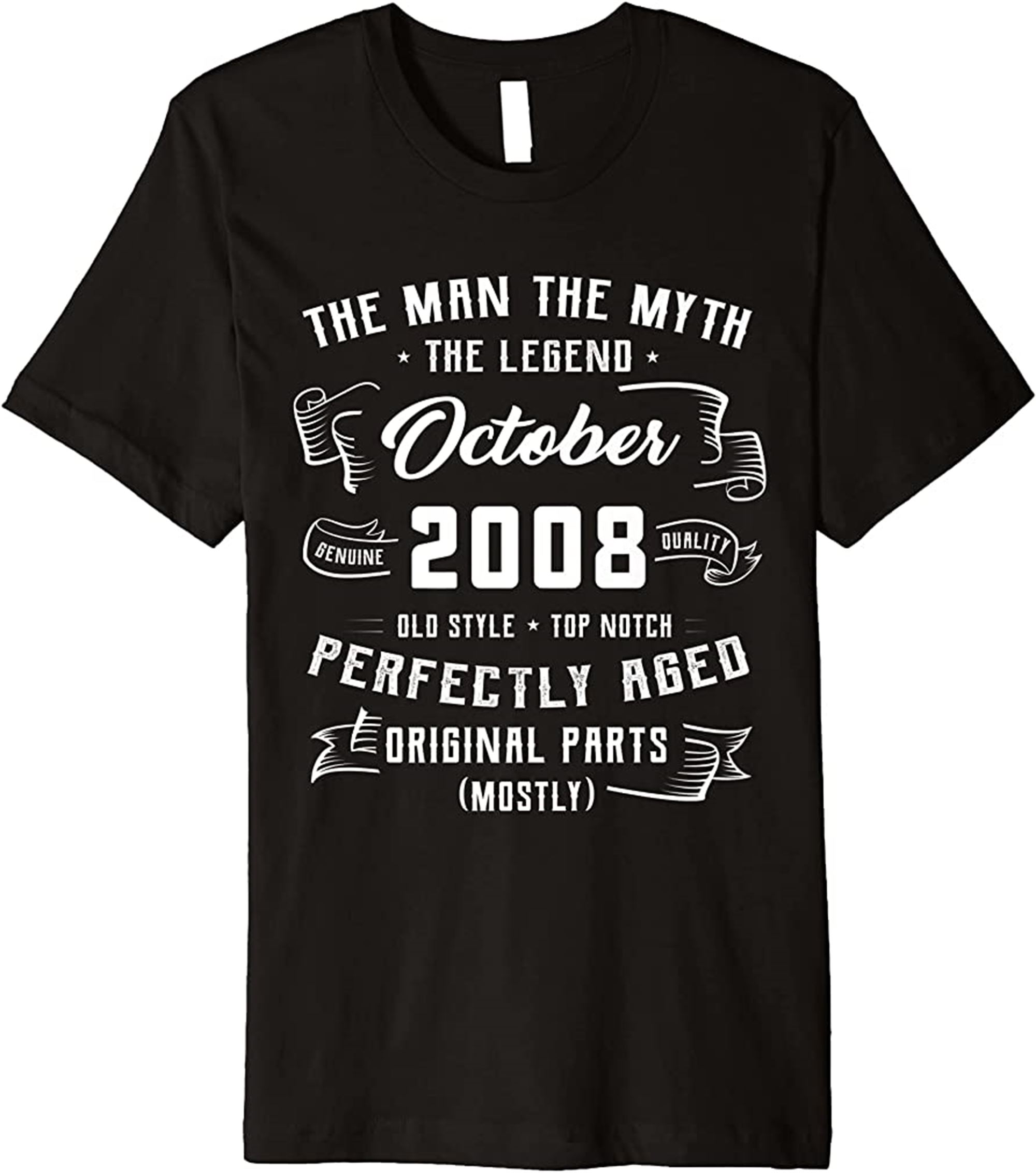 Mens Man Myth Legend October 2008 14th Birthday Gift 14 Years Premium T-shirt Plus Size Up To 5xl