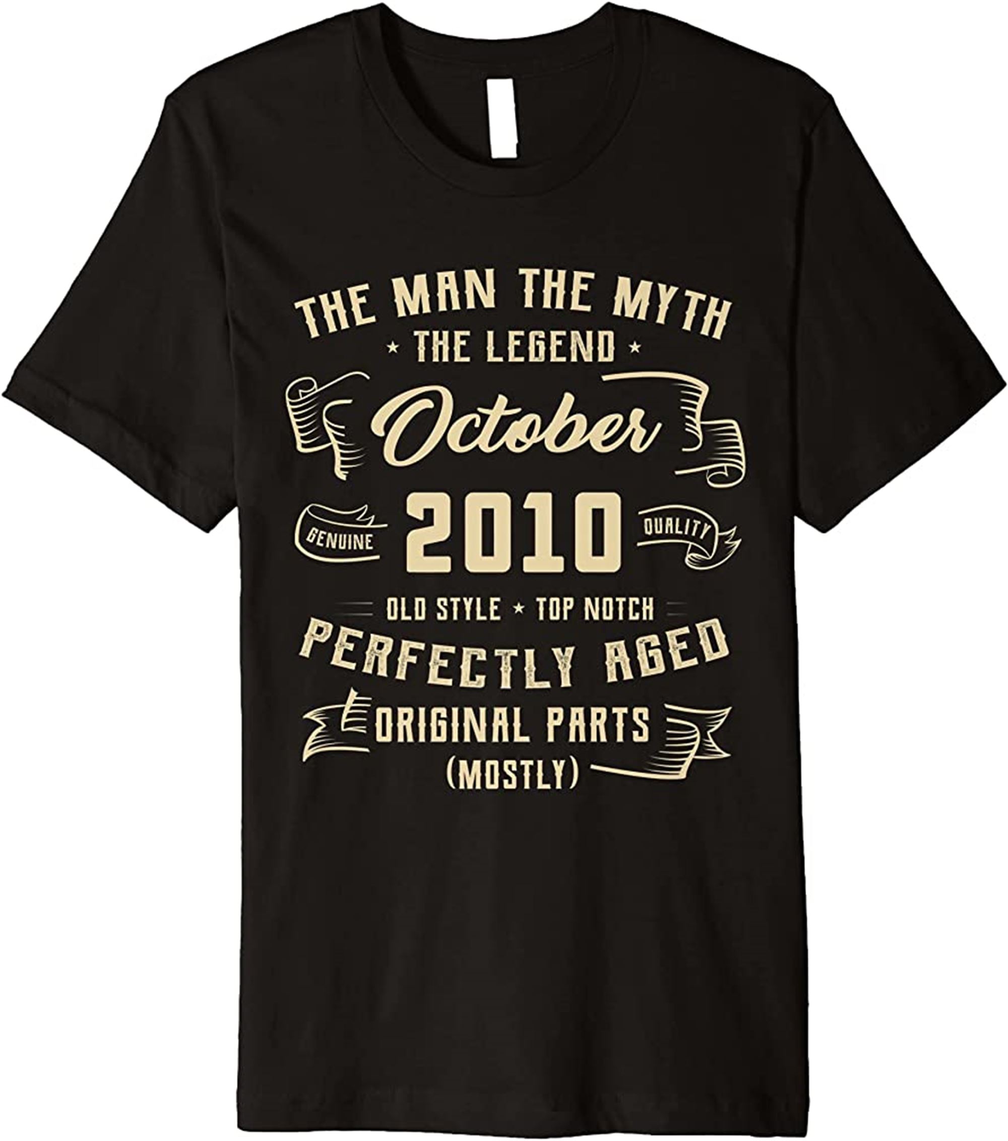 Mens Man Myth Legend October 2010 12th Birthday Gift 12 Years Premium T-shirt Size Up To 5xl