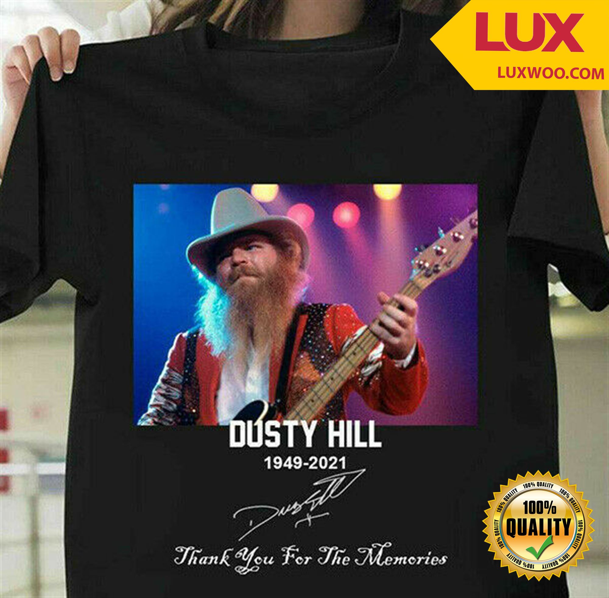 1949-2021 T-Shirt Size S-3XL Cotton RIP Music Band ZZ Top Bassist Dusty Hill 
