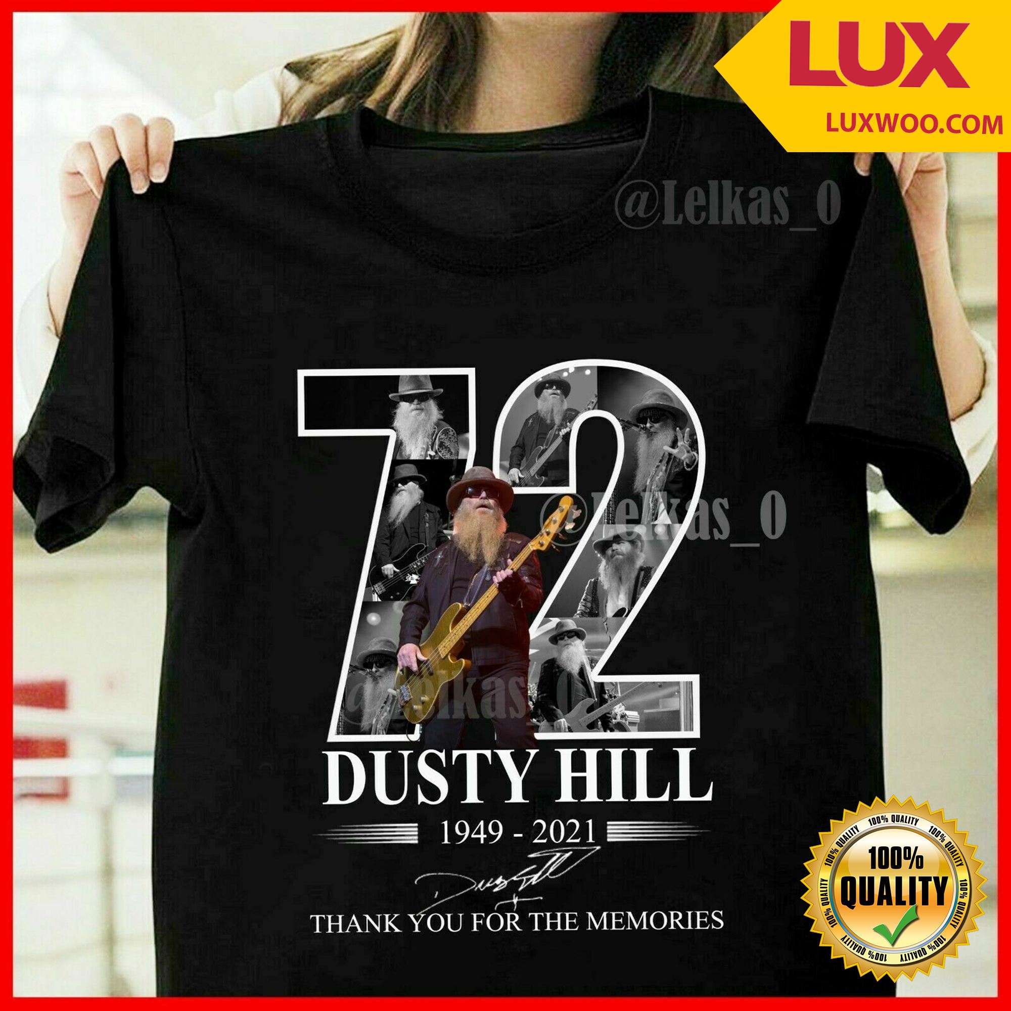 Dusty Hill 1949-2021 Signature Thank You T-shirt Cotton Size S-5xl