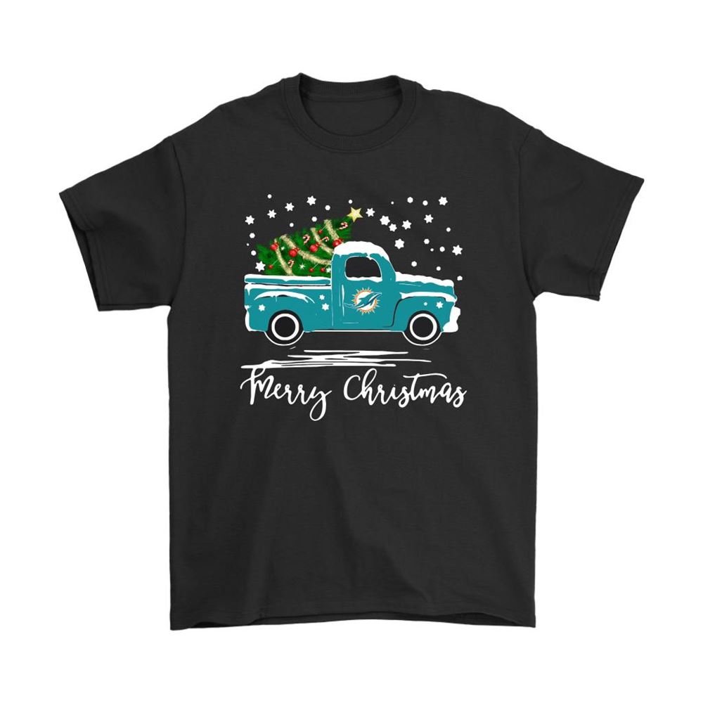 Miami Dolphins Car With Christmas Tree Merry Christmas Shirts