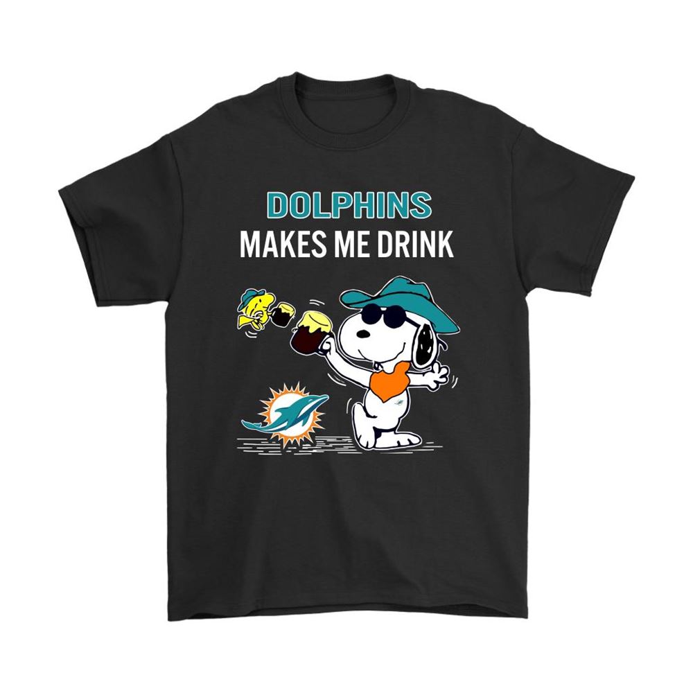 Miami Dolphins Makes Me Drink Snoopy And Woodstock Shirts