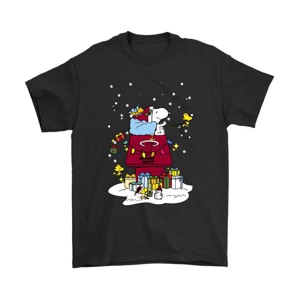 Miami Heat Santa Snoopy Brings Christmas To Town Shirts