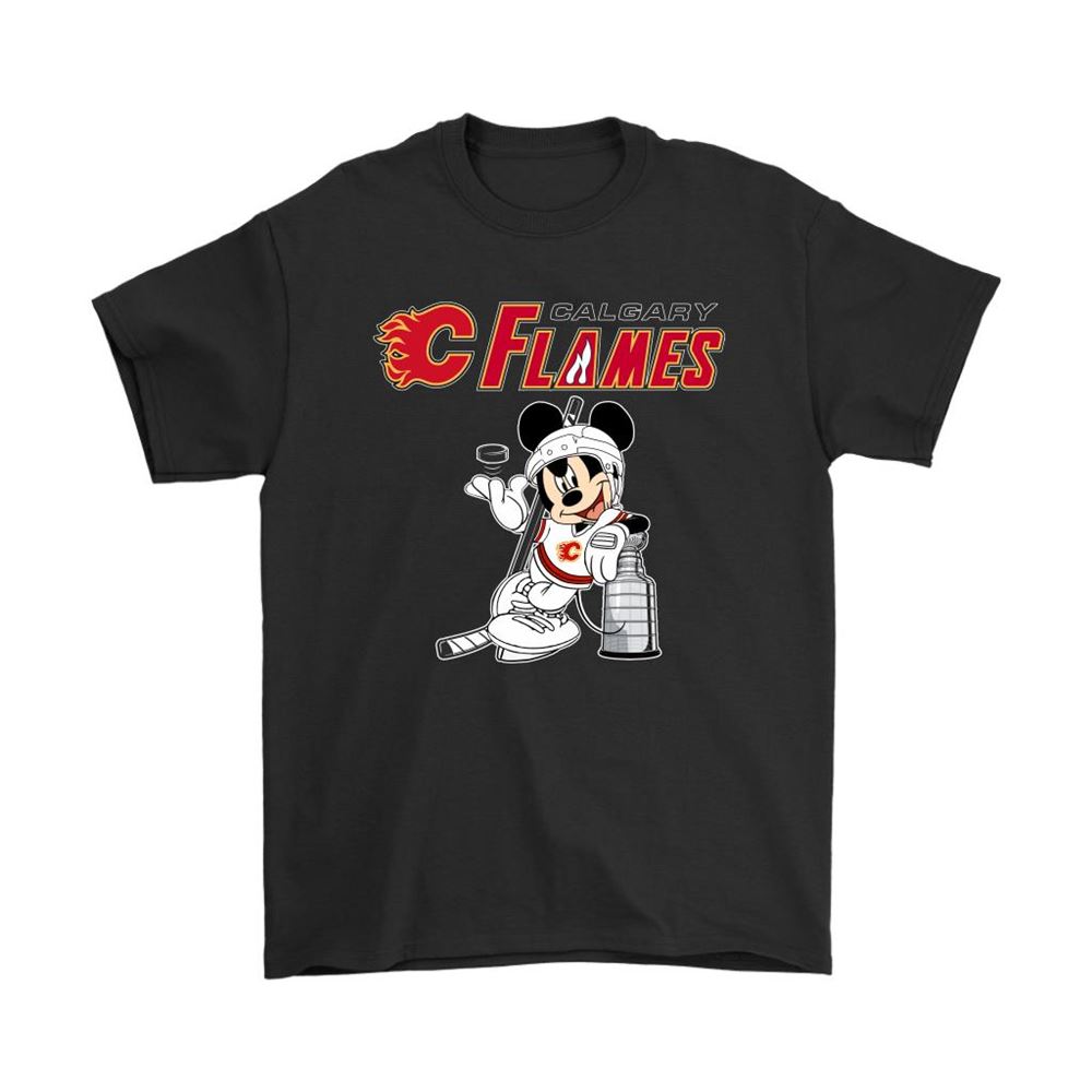 Mickey Calgary Flames With The Stanley Cup Hockey Nhl Shirts