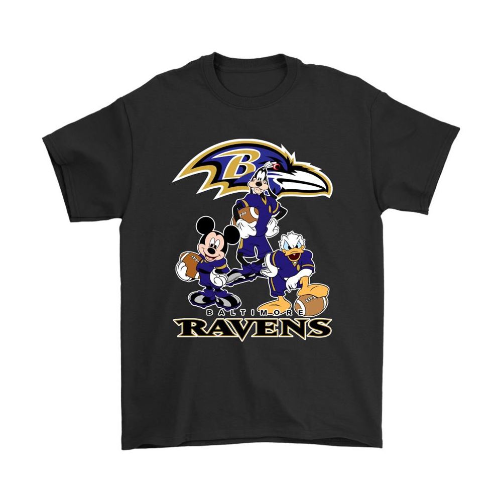 Mickey Donald Goofy The Three Baltimore Ravens Football Shirts