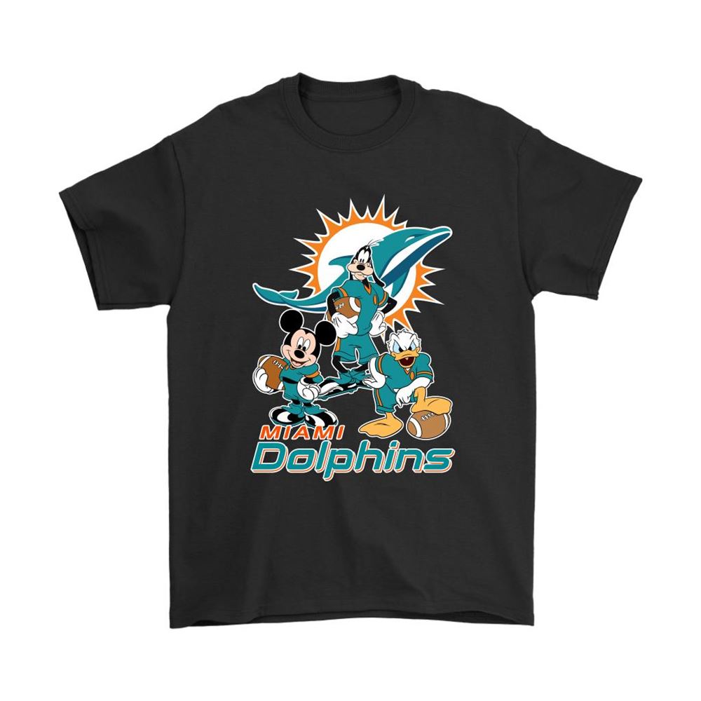 Mickey Donald Goofy The Three Miami Dolphins Football Shirts