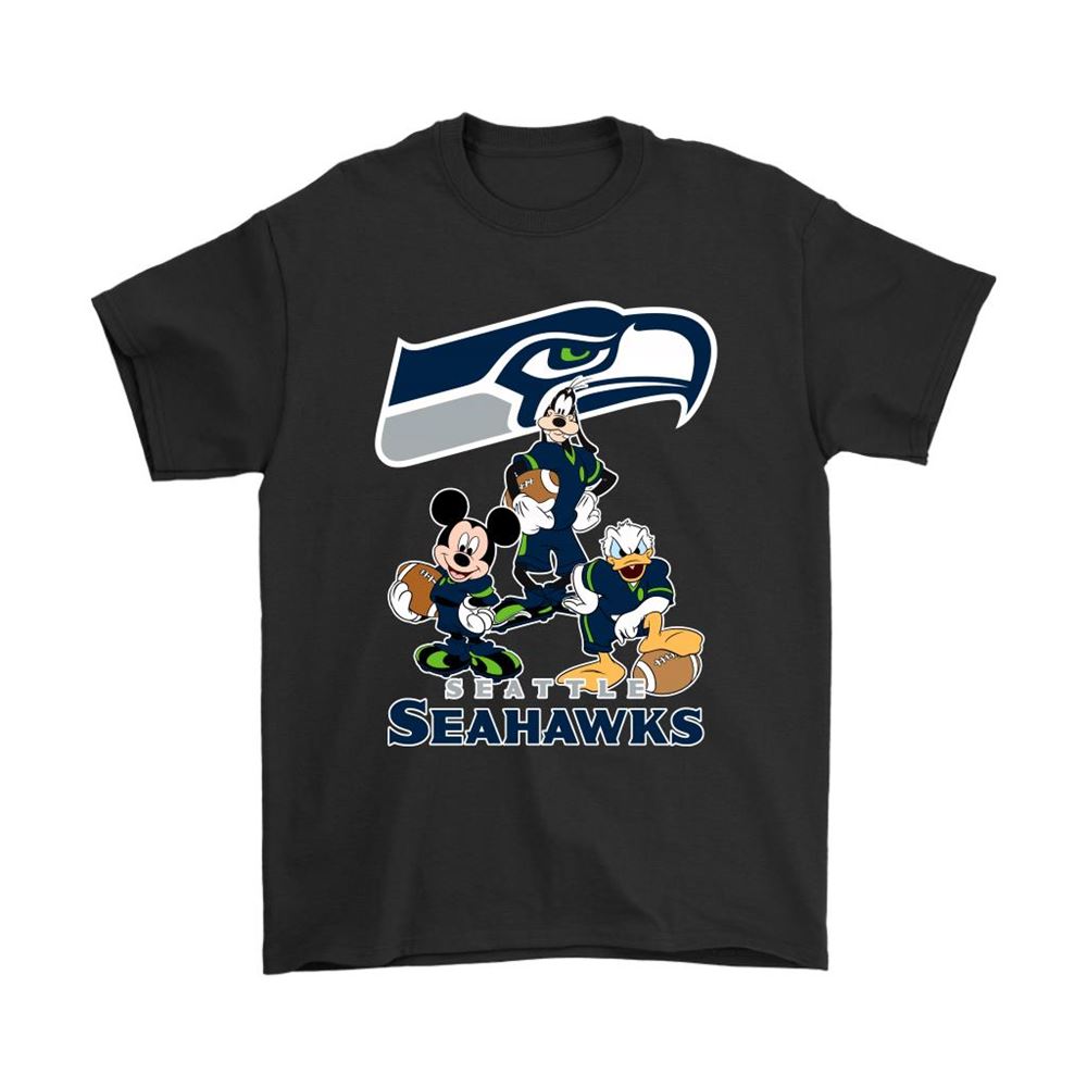 Mickey Donald Goofy The Three Seattle Seahawks Football Shirts