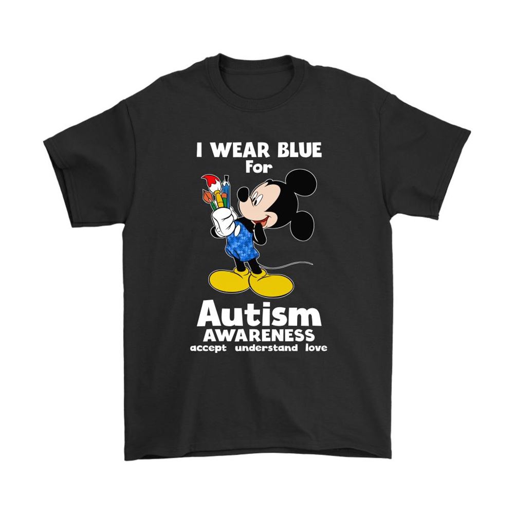 Mickey I Wear Blue For Autism Awareness Disney Shirts