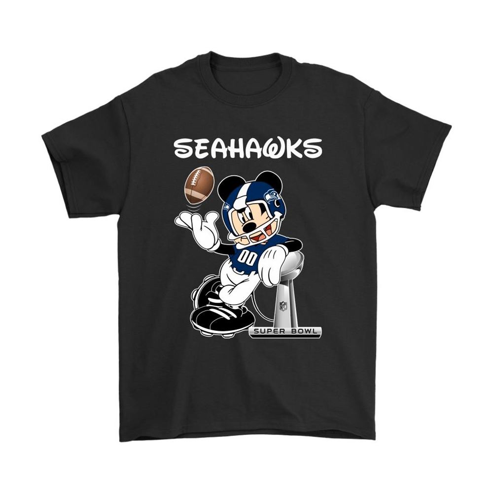 Mickey Seahawks Taking The Super Bowl Trophy Football Shirts