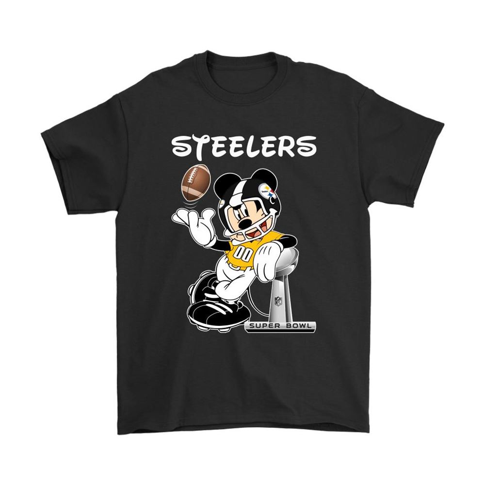 Mickey Steelers Taking The Super Bowl Trophy Football Shirts