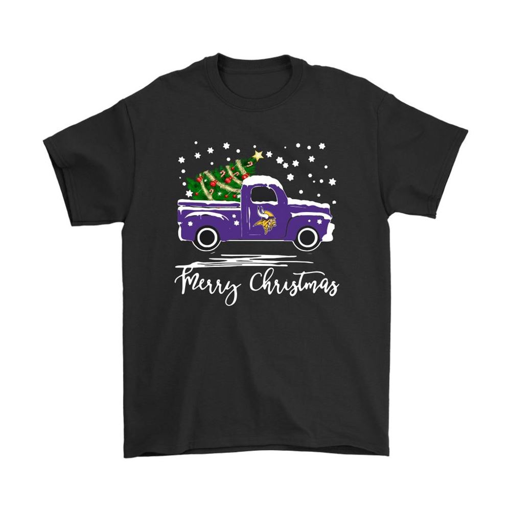 Minnesota Vikings Car With Christmas Tree Merry Christmas Shirts