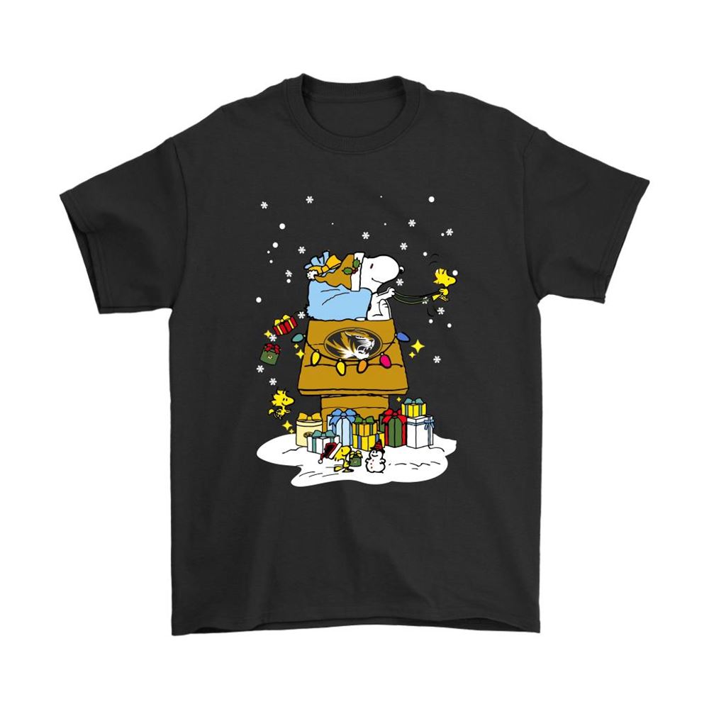 Mizzou Tigers Santa Snoopy Brings Christmas To Town Shirts