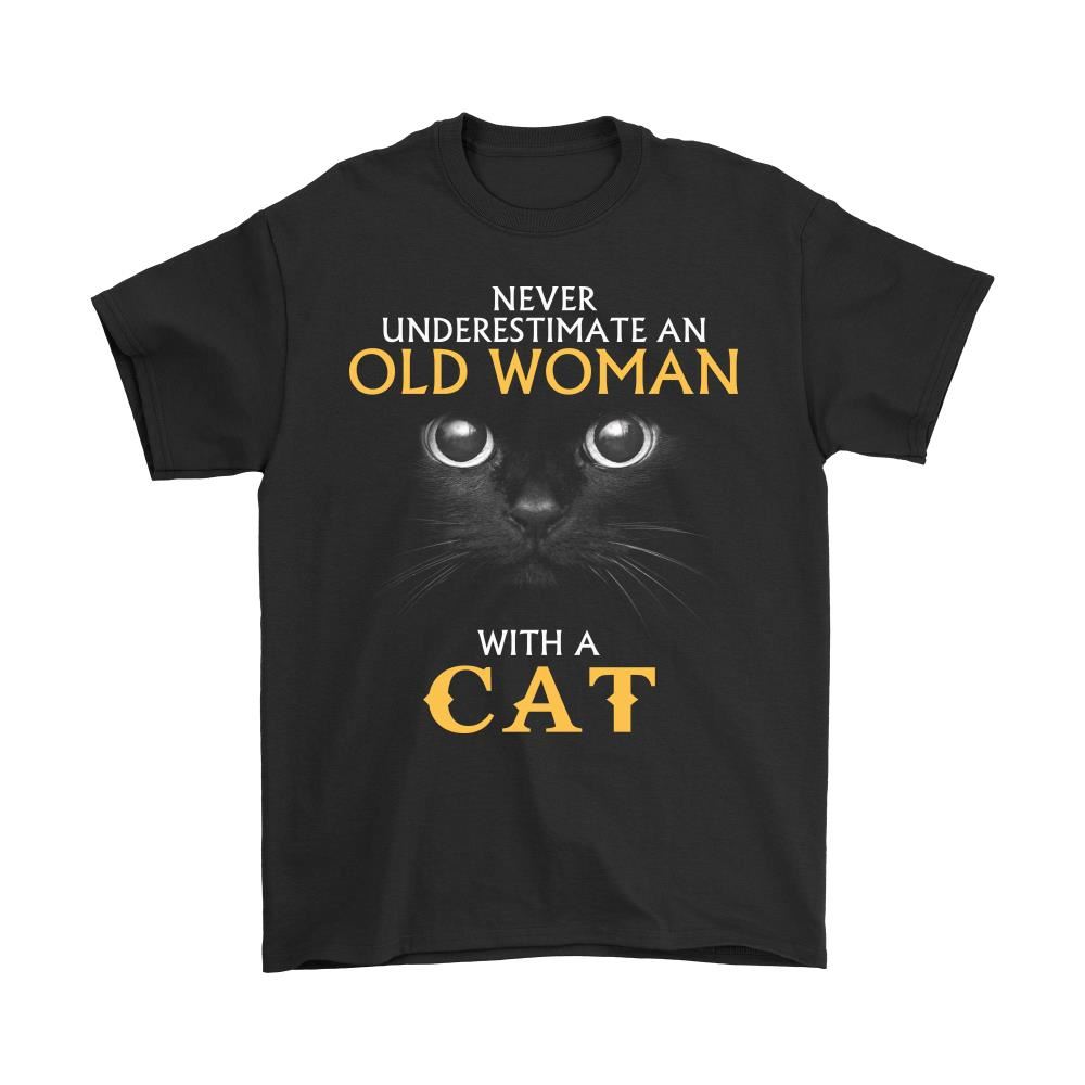 Never Underestimate An Old Woman With A Cat Shirts