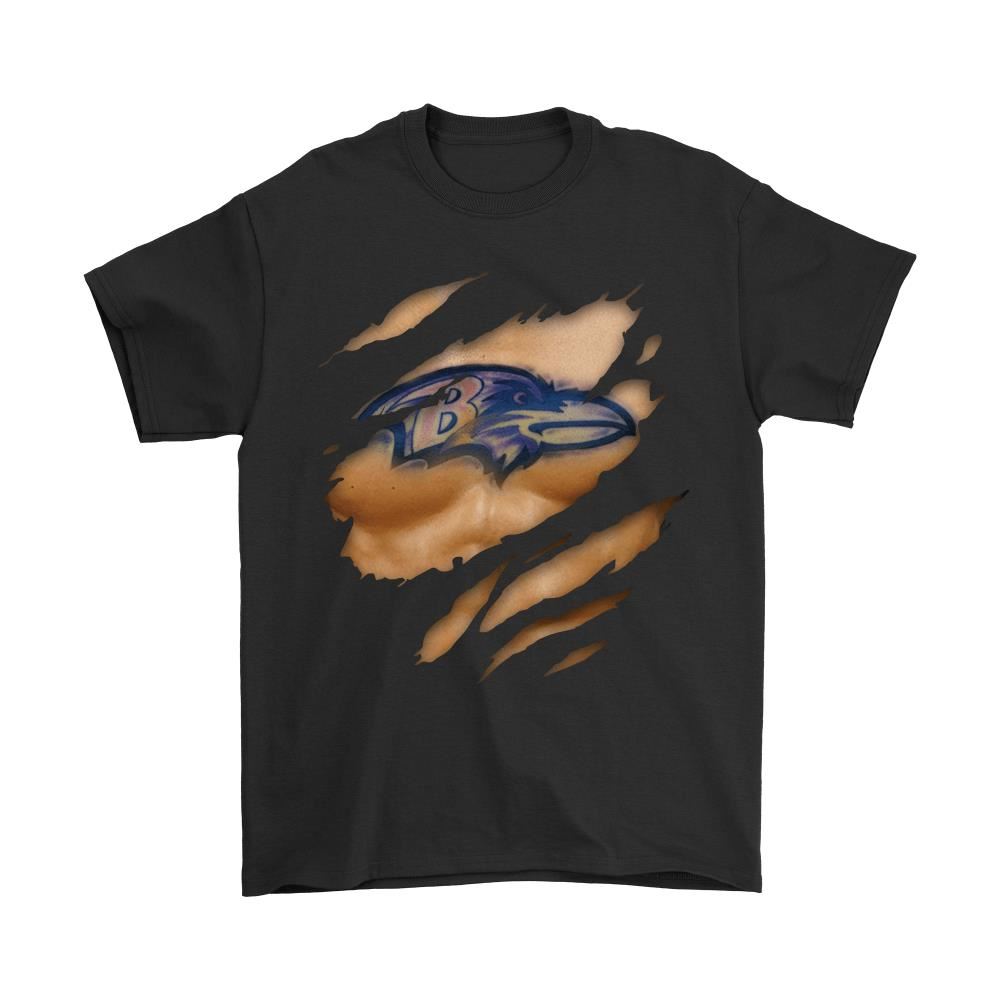 Nfl Football Logo 3d Art Chest Baltimore Ravens Tattoo Shirts