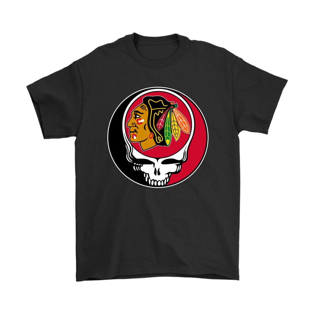 Nhl Team Chicago Blackhawks X Grateful Dead Logo Band Shirts