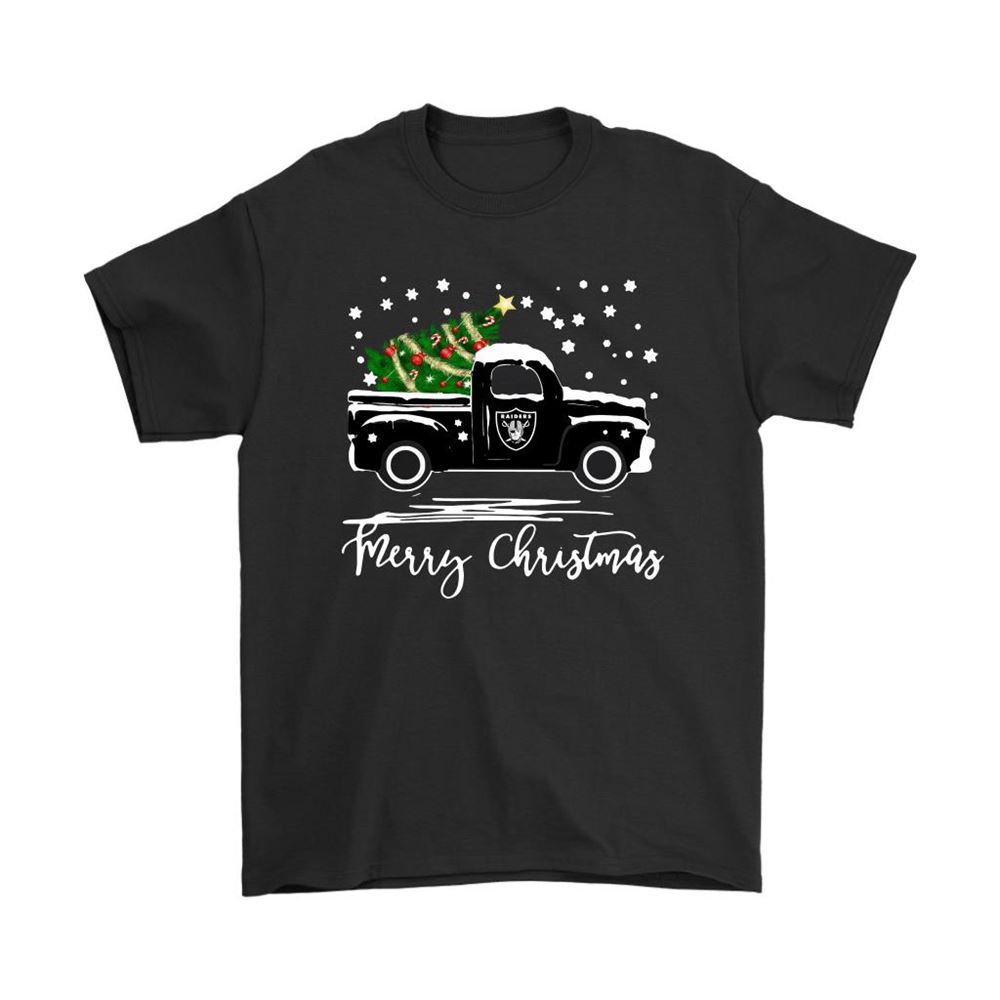 Oakland Raiders Car With Christmas Tree Merry Christmas Shirts