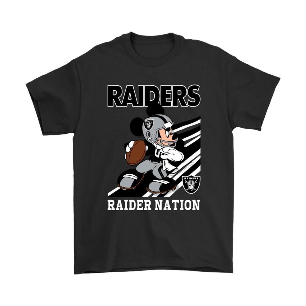 Oakland Raiders Slogan Raider Nation Mickey Mouse Nfl Shirts