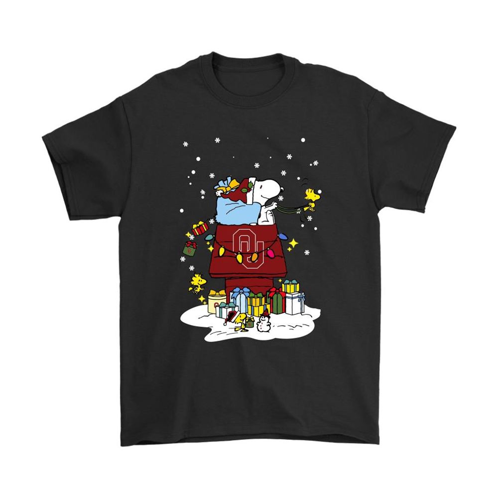 Oklahoma Sooners Santa Snoopy Brings Christmas To Town Shirts