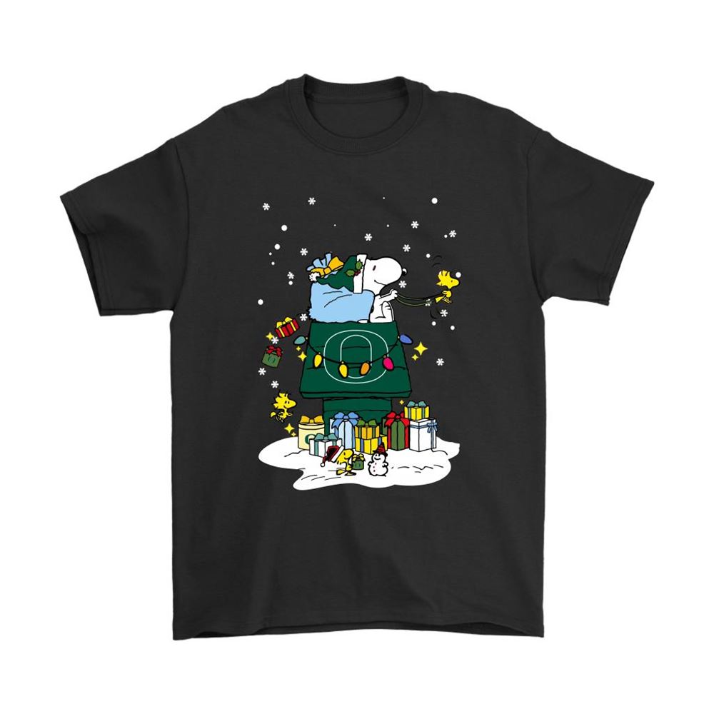 Oregon Ducks Santa Snoopy Brings Christmas To Town Shirts