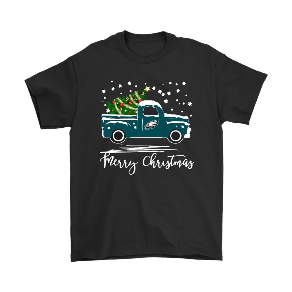 Philadelphia Eagles Car With Christmas Tree Merry Christmas Shirts