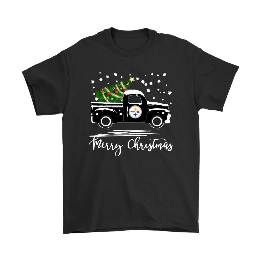 Pittsburgh Steelers Car With Christmas Tree Merry Christmas Shirts