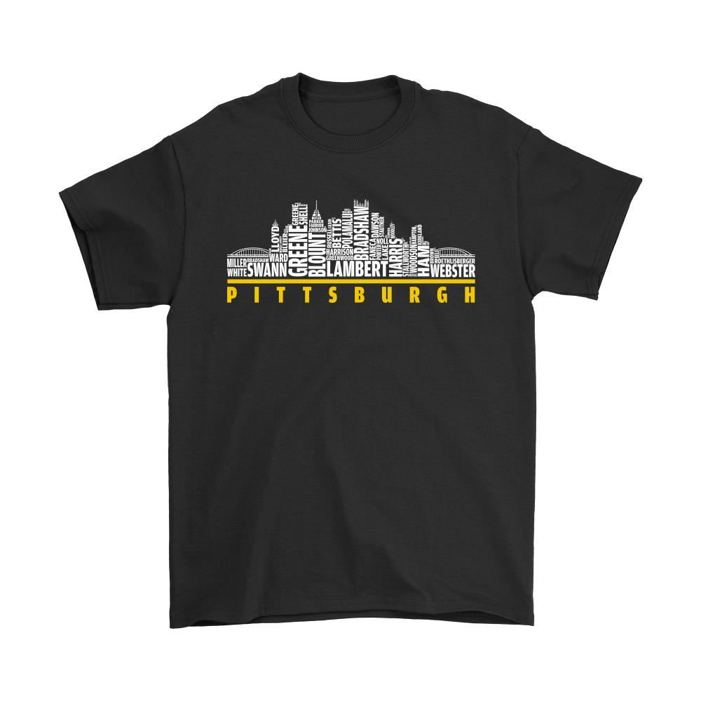 Pittsburgh Steelers Greats Skyline Players Name Shirts