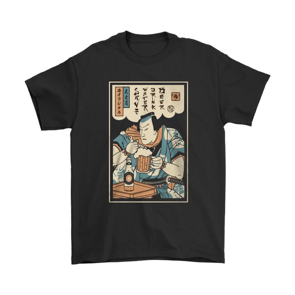 Samurai Drink Beer Japanese Painting Style Shirts