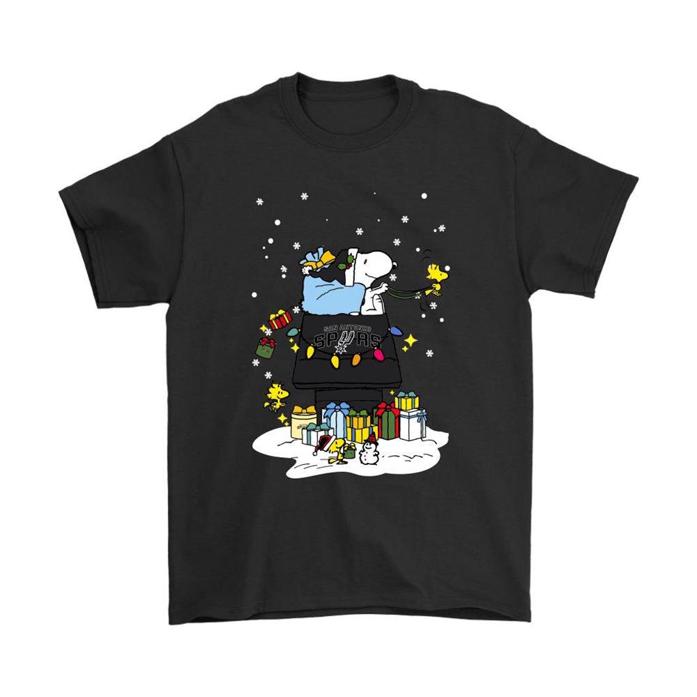 San Antonio Spurs Santa Snoopy Brings Christmas To Town Shirts