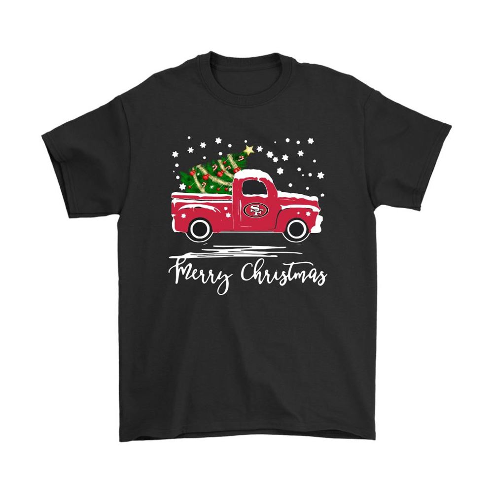 San Francisco 49ers Car With Christmas Tree Merry Christmas Shirts