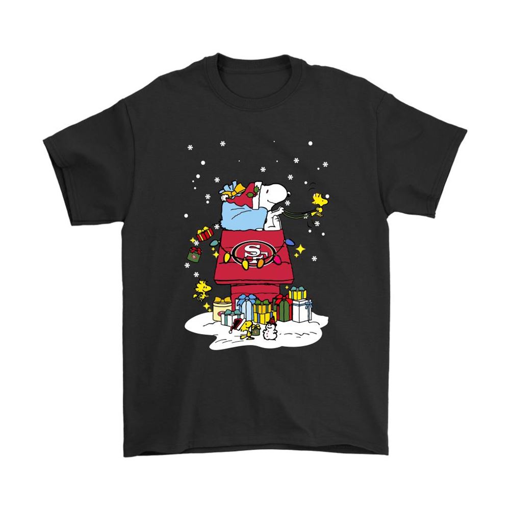 San Francisco 49ers Santa Snoopy Brings Christmas To Town Shirts