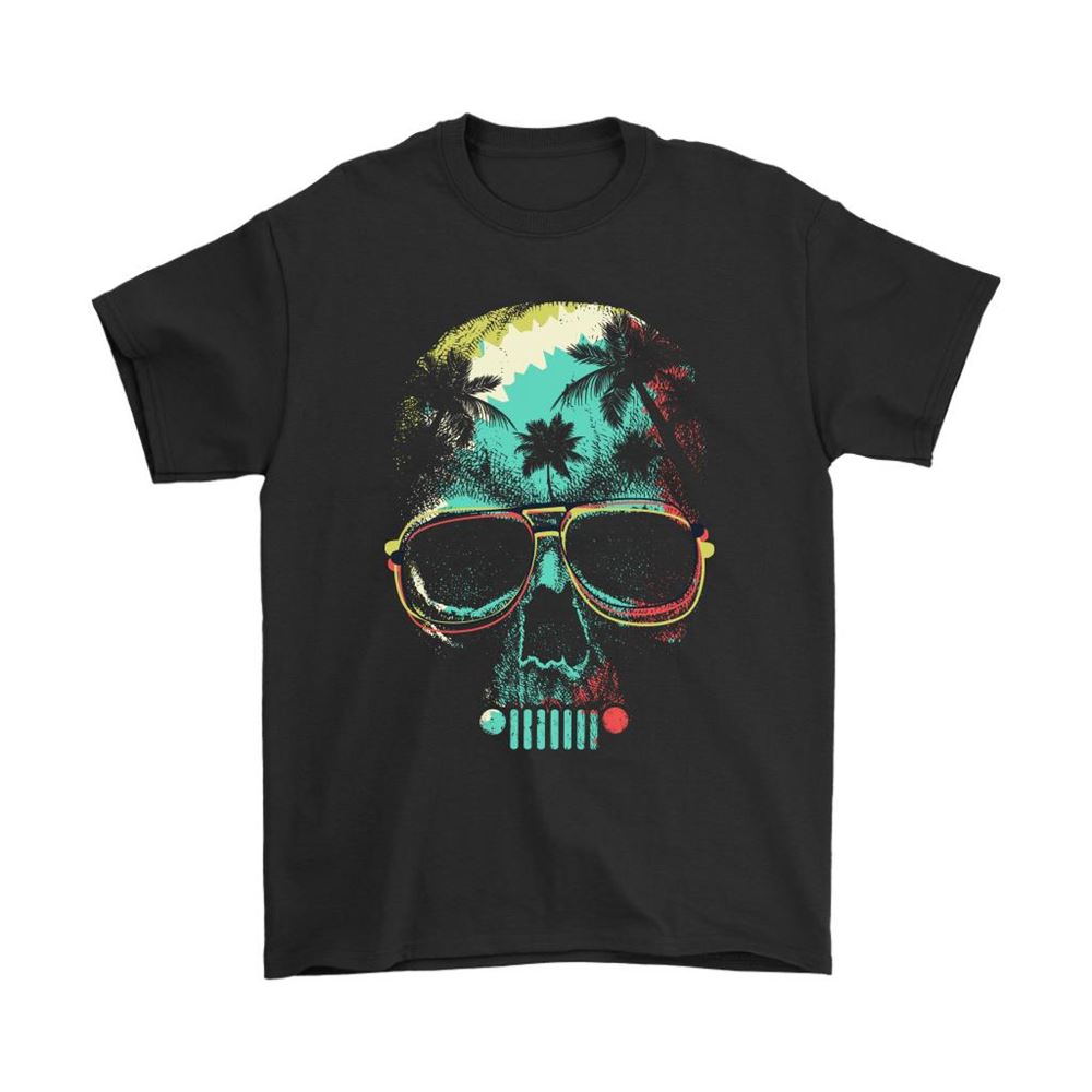 Skeleton Skull Jeep Car Beach Time Shirts