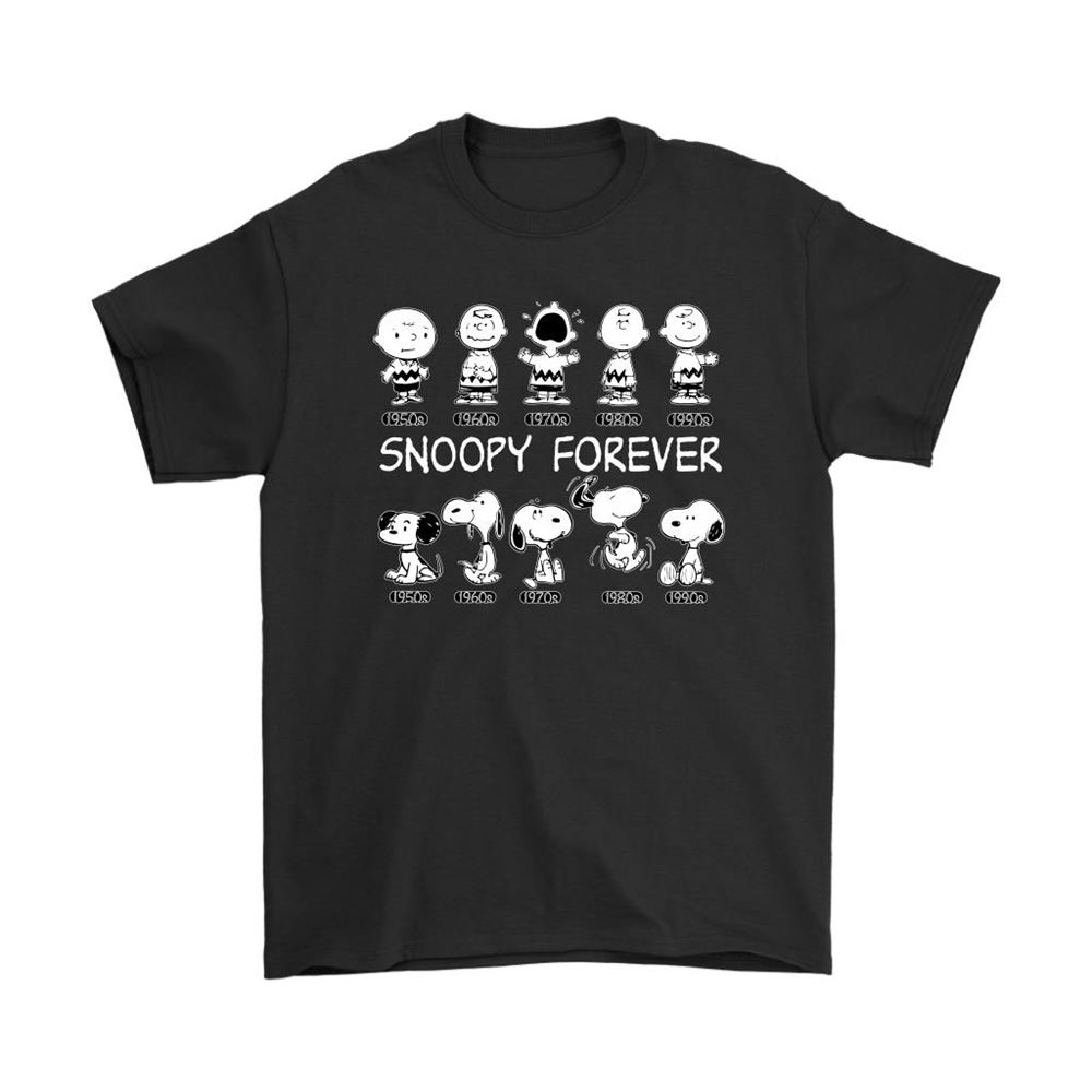 Snoopy And Charlie Brown From 1950 To 1990 Snoopy Forever Shirts