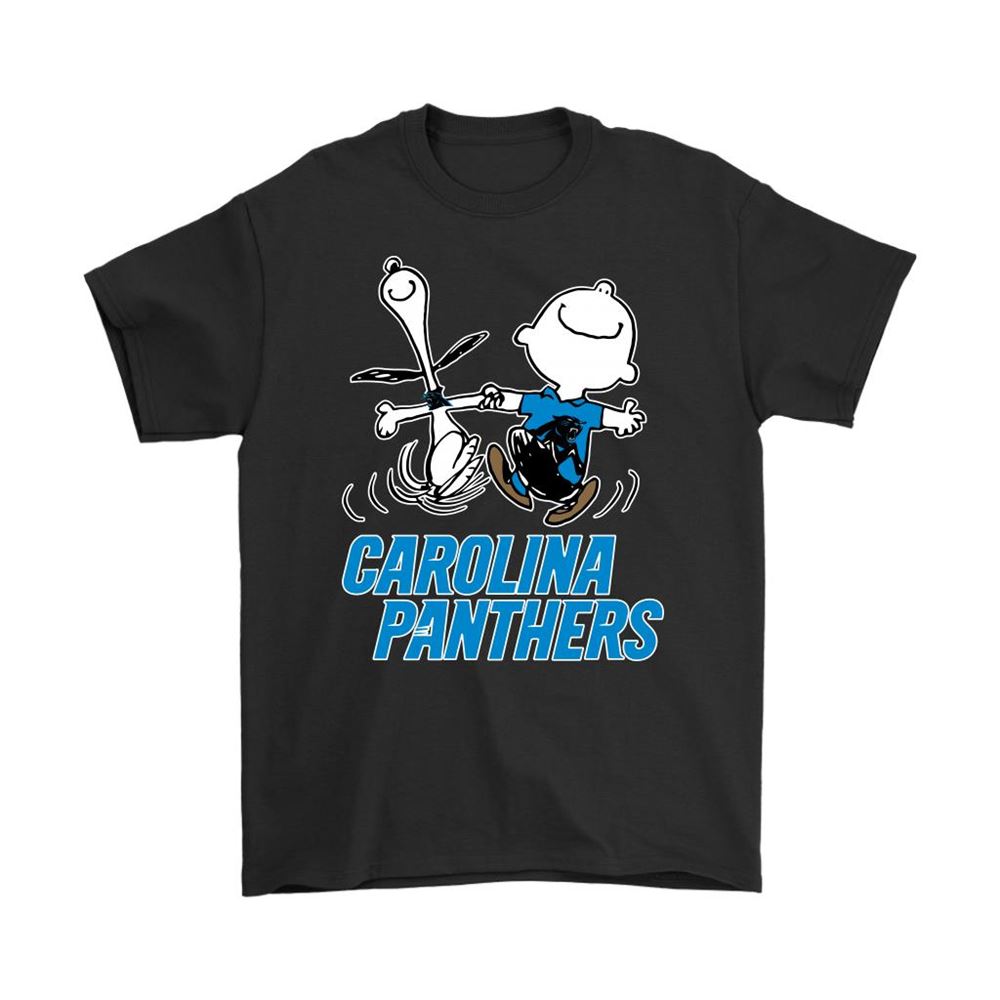 Snoopy And Charlie Brown Happy Carolina Panthers Fans Shirts