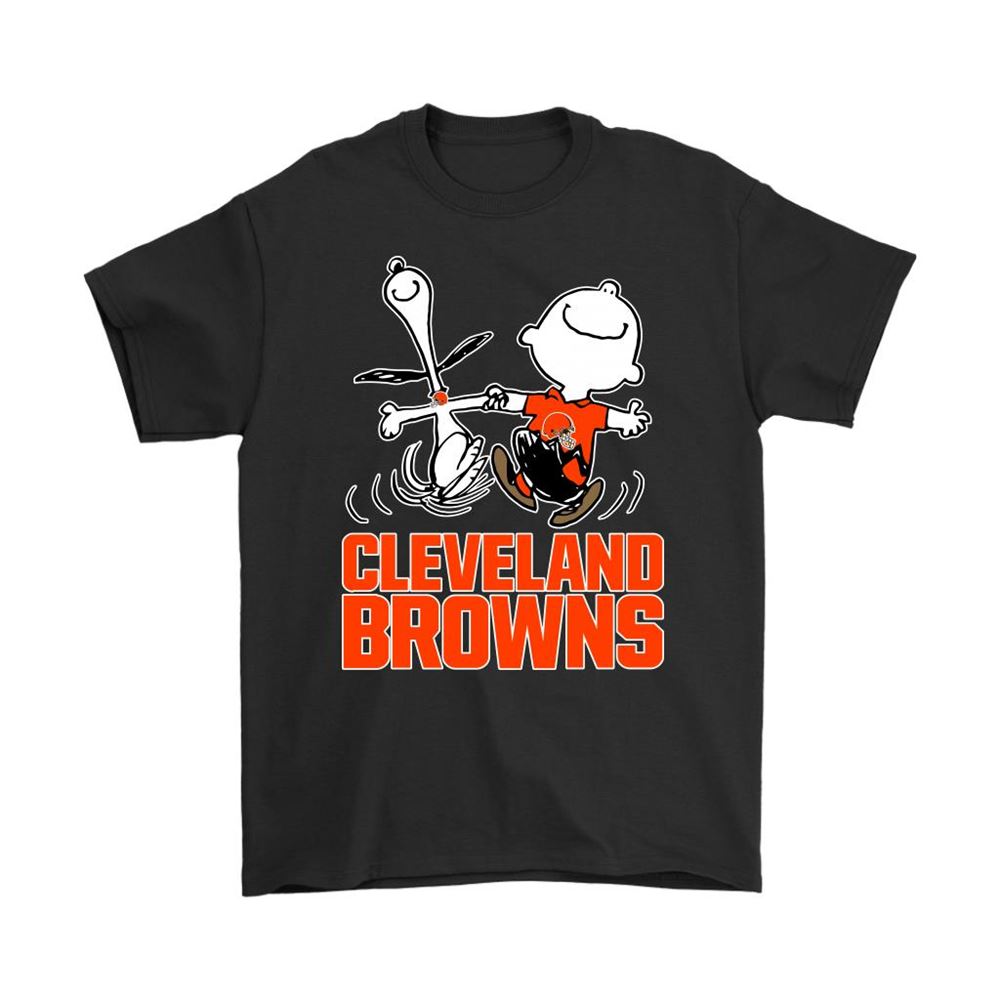 Snoopy And Charlie Brown Happy Cleveland Browns Fans Shirts