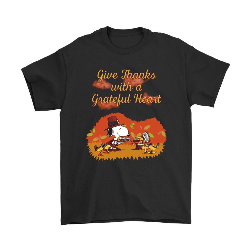 Snoopy And Woodstock Give Thanks With A Grateful Heart Shirts