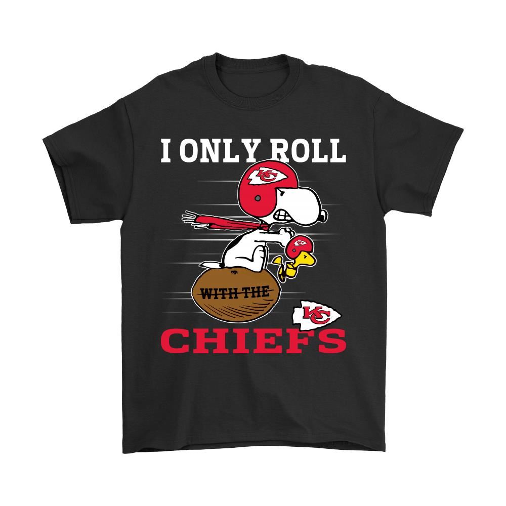 Snoopy And Woodstock I Only Roll With The Kansas City Chiefs Shirts