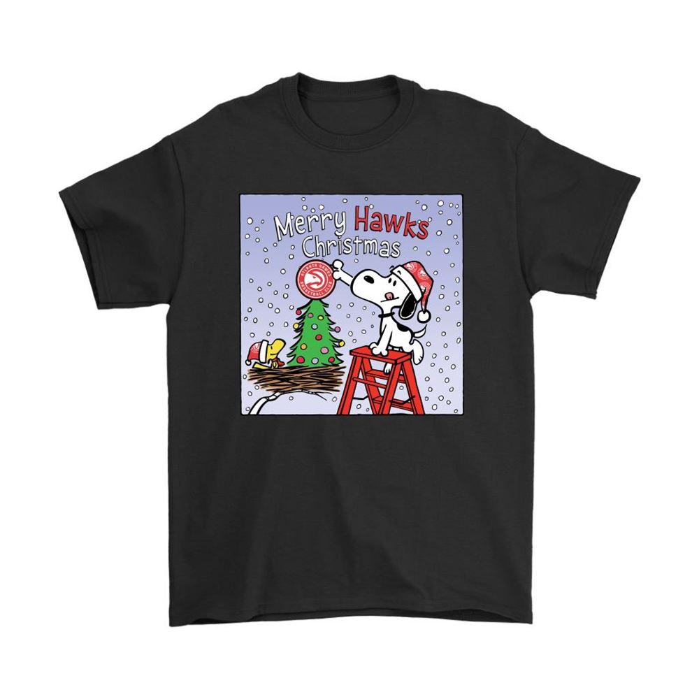 Snoopy And Woodstock Merry Atlanta Hawks Christmas Shirts