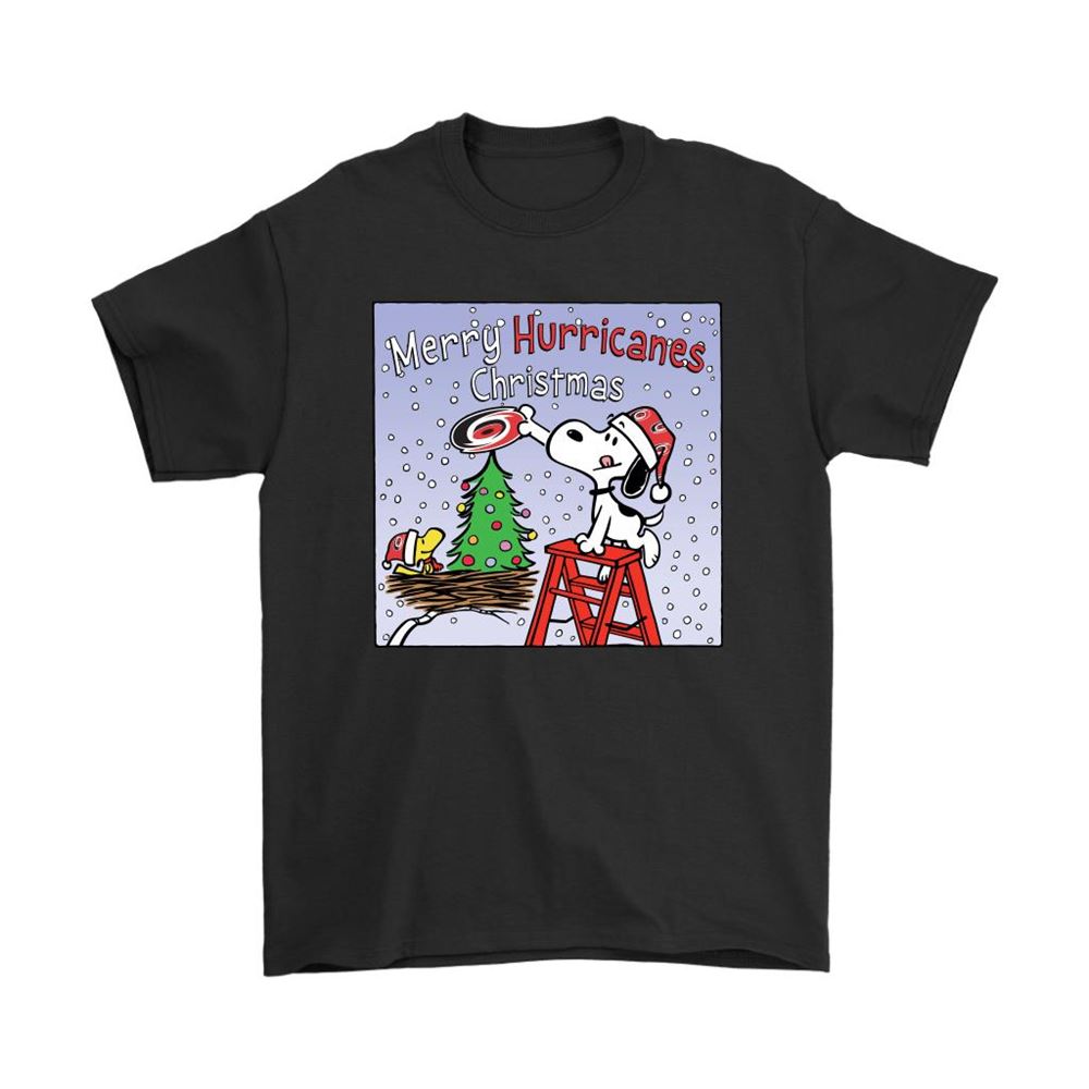 Snoopy And Woodstock Merry Carolina Hurricanes Christmas Shirts