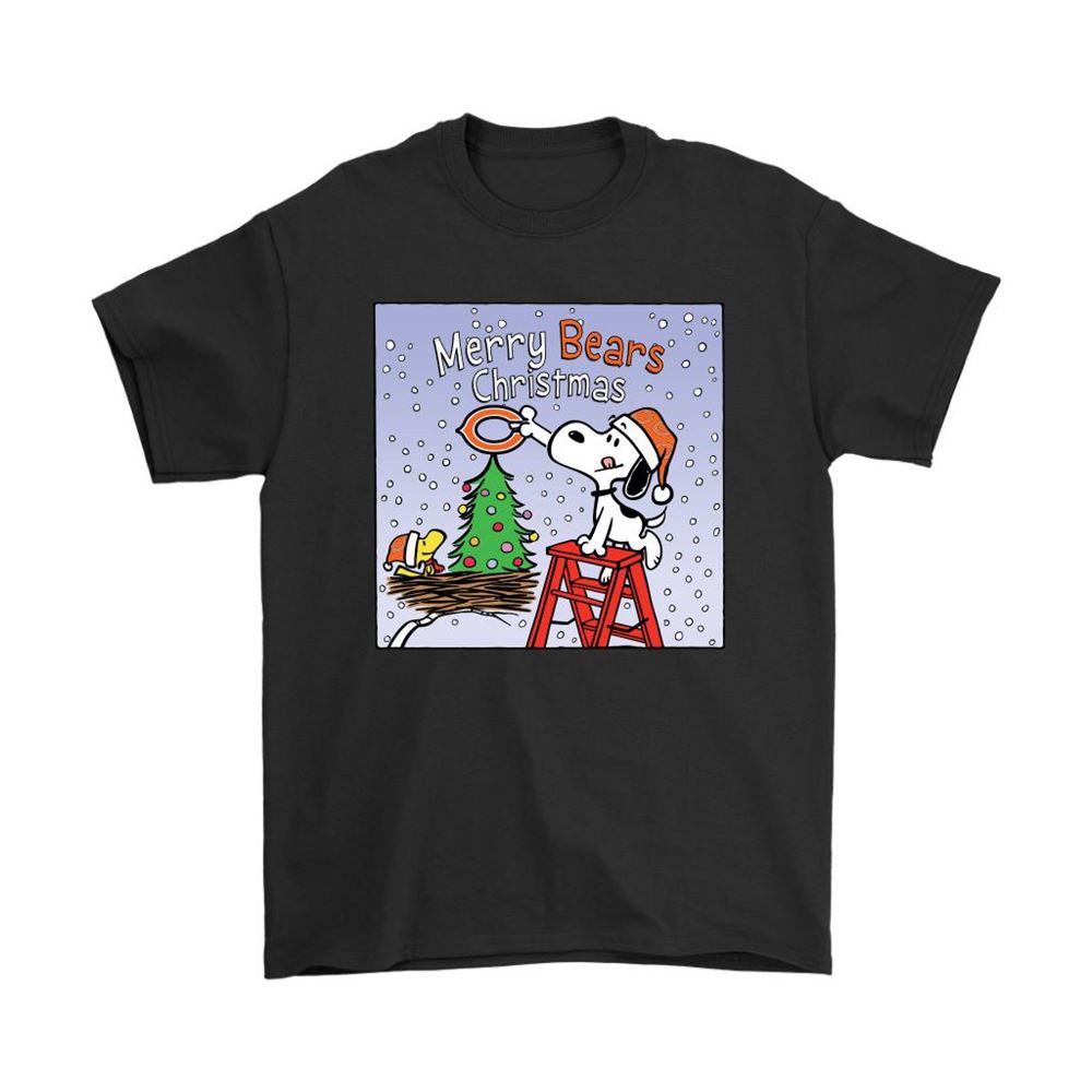 Snoopy And Woodstock Merry Chicago Bears Christmas Shirts