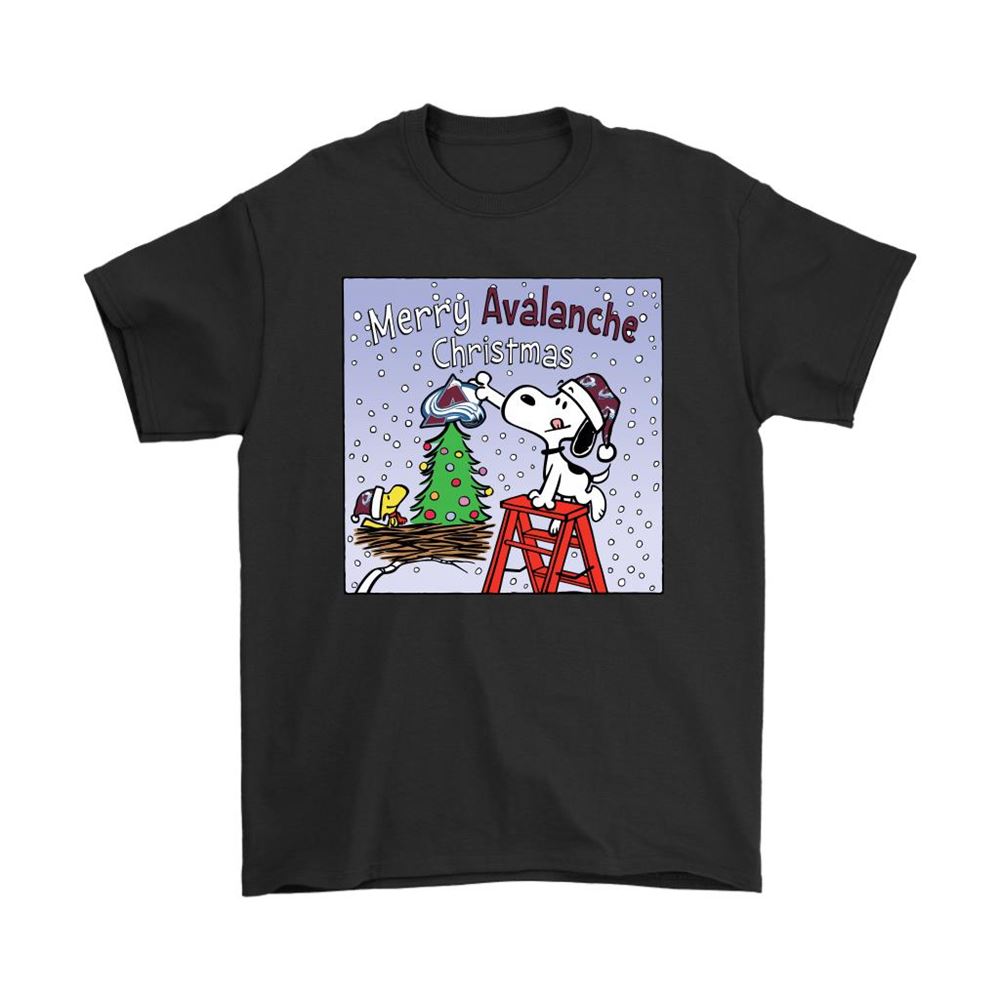 Snoopy And Woodstock Merry Colorado Avalanche Christmas Shirts