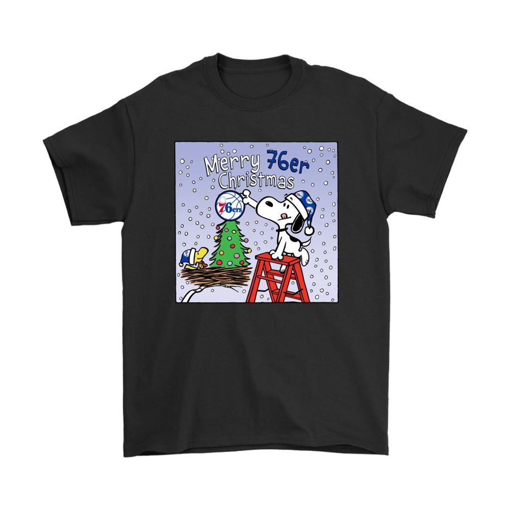 Snoopy And Woodstock Merry Philadelphia 76er Christmas Shirts