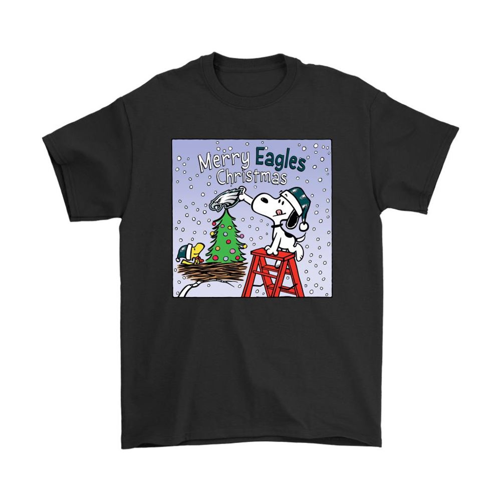 Snoopy And Woodstock Merry Philadelphia Eagles Christmas Shirts