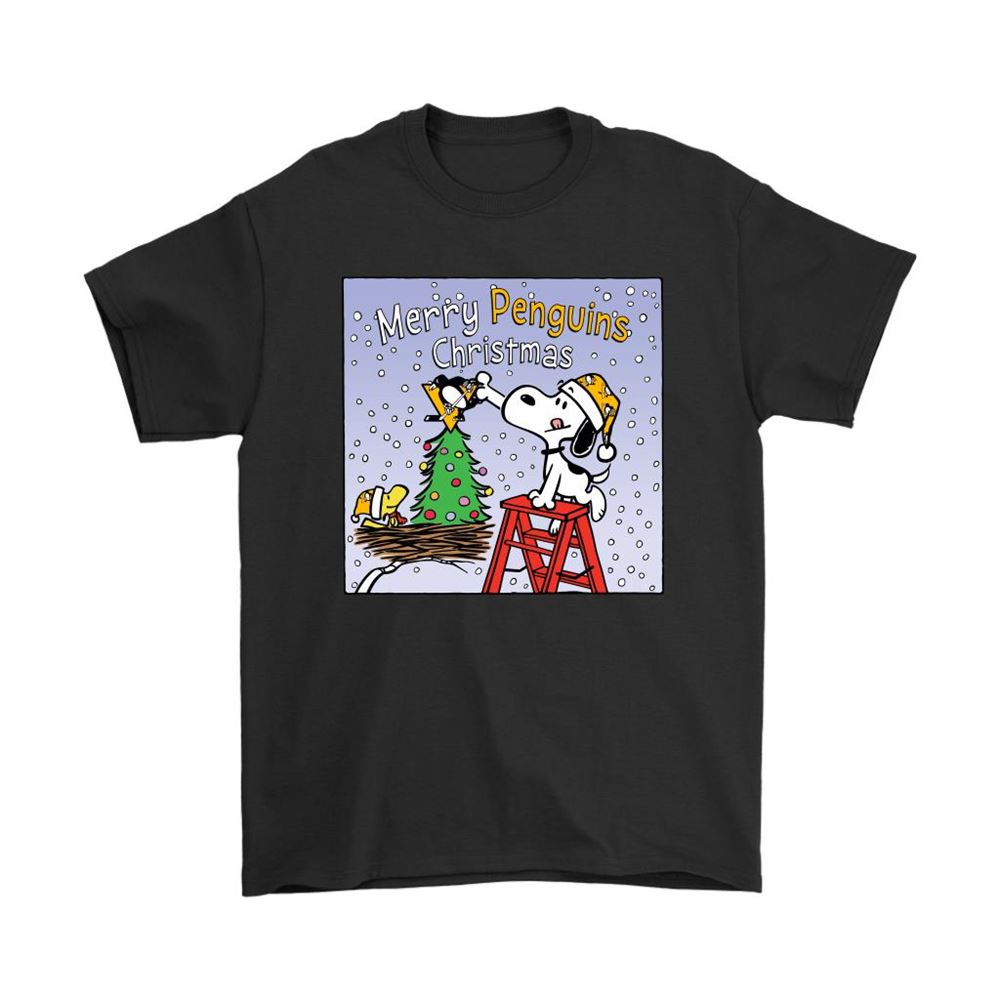 Snoopy And Woodstock Merry Pittsburgh Penguins Christmas Shirts