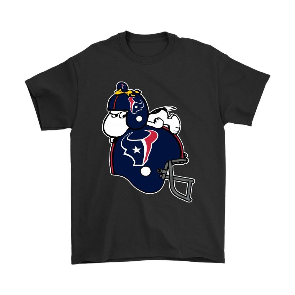 Snoopy And Woodstock Resting On Houston Texans Helmet Shirts