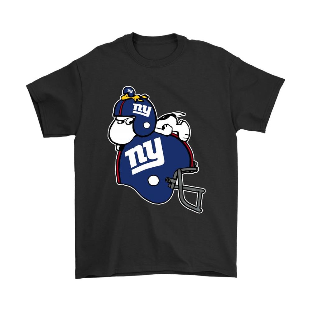 Snoopy And Woodstock Resting On New York Giants Helmet Shirts