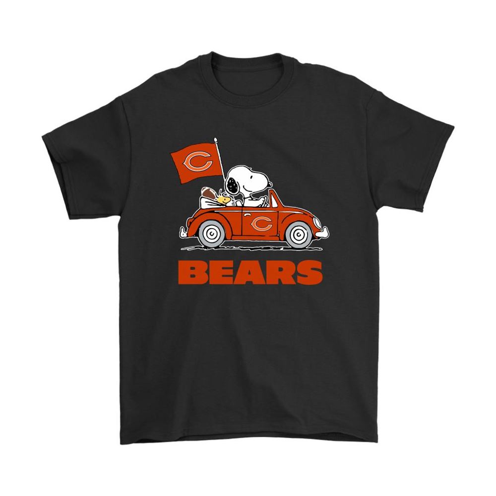 Snoopy And Woodstock Ride The Chicago Bears Car Nfl Shirts