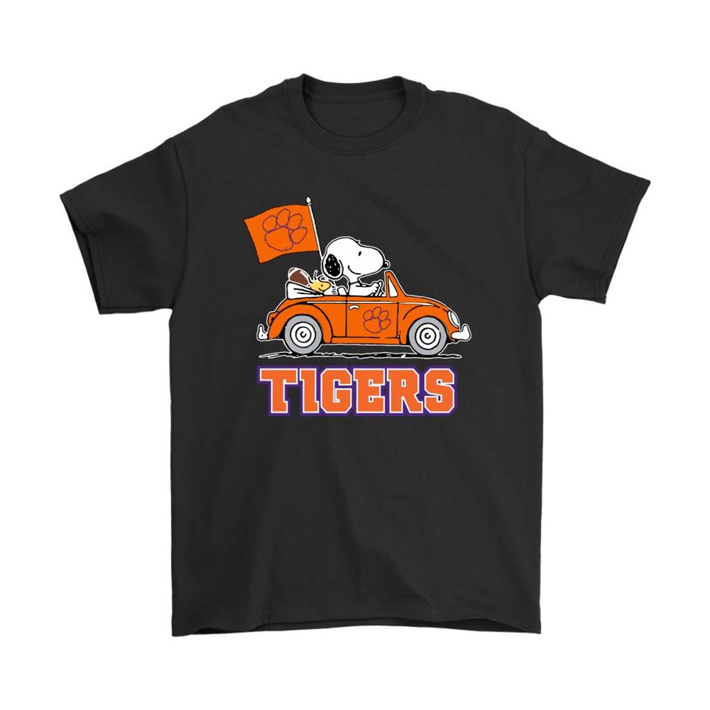 Snoopy And Woodstock Ride The Clemson Tigers Car Ncaa Shirts