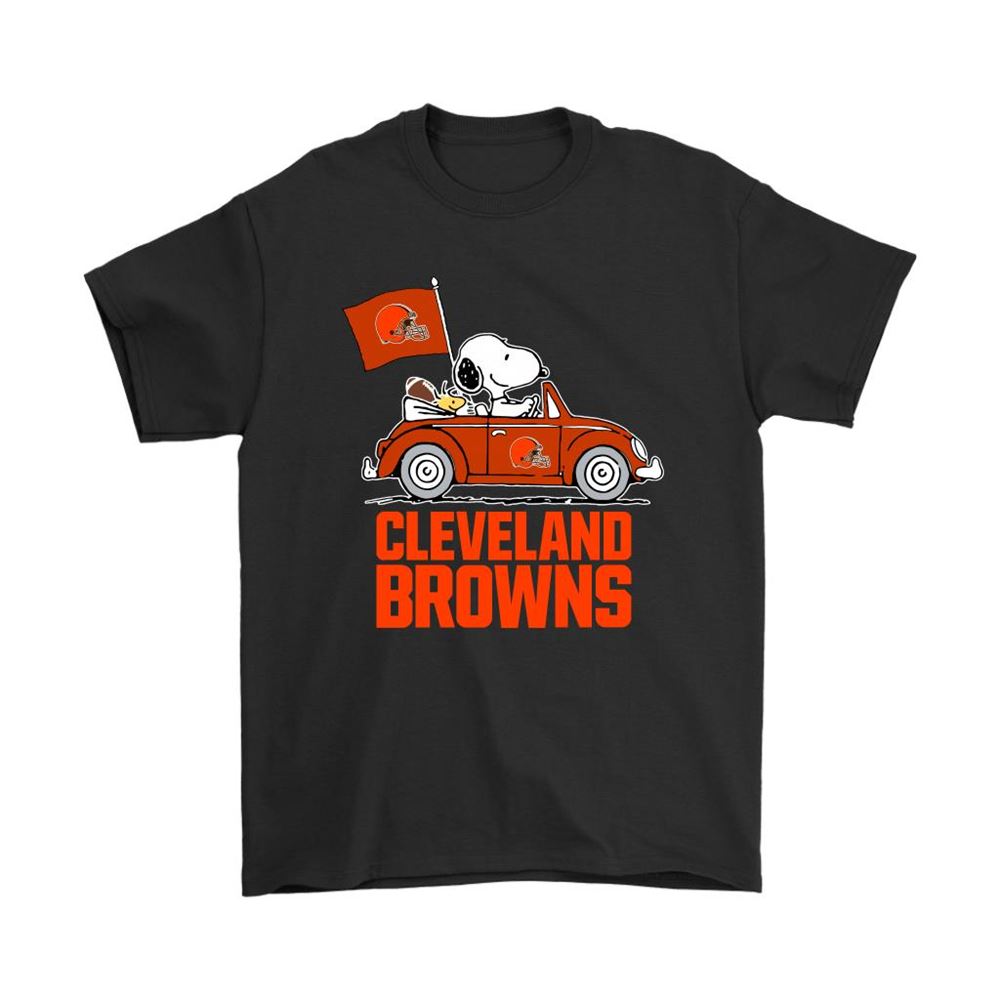 Snoopy And Woodstock Ride The Cleveland Browns Car Nfl Shirts