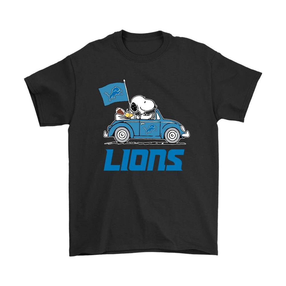 Snoopy And Woodstock Ride The Detroit Lions Car Nfl Shirts