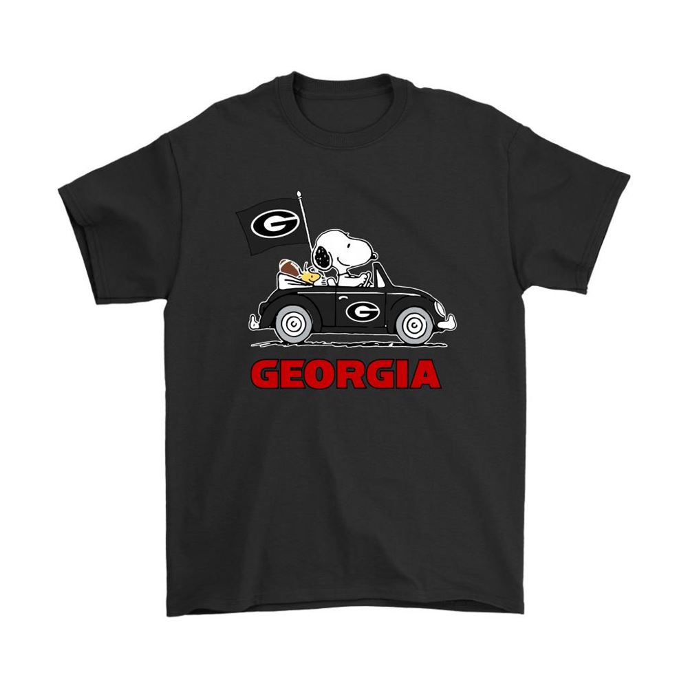 Snoopy And Woodstock Ride The Georgia Bulldogs Car Ncaa Shirts